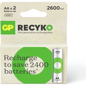 GP - ReCyko - Oplaadbare Batterijen - AA - 2 Stuks - 2600 mAh