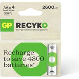 GP ReCyko - Wiederaufladbare AA-Batterien, 2600 mAh, 4er-Pack