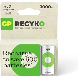 GP ReCyko C Oplaadbare Batterijen - Set van 2 - 3000mAh - NiMH