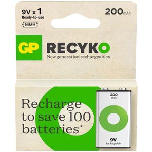 GP - ReCyko - Blokbatterij - 9V - Oplaadbaar - 200 mAh - 1 Pcs.