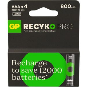 GP 800 ReCyko+ oplaadbare AAA HR03 batterij 4 stuks