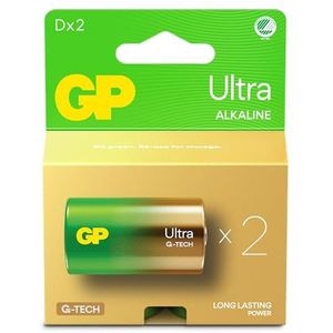 Batterij D - 2 stuks | GP Ultra | 1,5 V alkaline zaklamp - lange levensduur