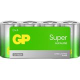 D Mono batterij GP Alkaline Super 1,5 V 4 stuks