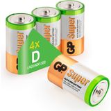 D Mono batterij GP Alkaline Super 1,5 V 4 stuks