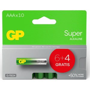GP - Super Alkaline - AAA Batterijen - 10 Stuks - G-TECH Technologie