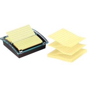 Post-it®  Z-notes Dispenser - Zwart + inclusief Post-it Super Sticky Z-Notes Canary Yellow™ - Gelijnd