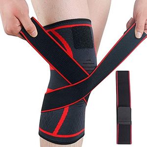Quesuc 1 pak elastische kniebeschermers, ademend, antislip, ideaal voor gescheurde meniscus, artritis, beschadigde ligamenten, basketbal, volleybal, hardlopen, mannen en vrouwen