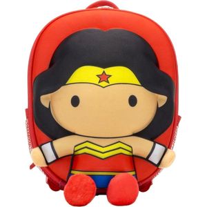 Ridaz Wonder Woman Poly Kids School Bag - DC Justice League Back Pack - Ergonomische rugzak voor kinderen vanaf 3 jaar - 6 liter - Met reflecterende patches en ritssluiting, Rood X, Kinderrugzak