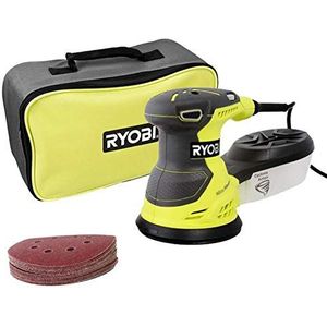 Ryobi 5133001142 ROS300A Excentrische schuurmachine (300 W, schuurschijf 125 mm, incl. 20-delige schuurpapierset, stationair toerental 7000-12000 min-1)