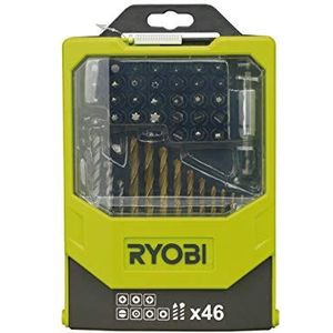 RYOBI Boor- en bitset RAK46MIX, 46-delig, schroevendraaierbits, HSS-boor, metselwerkboor, voor boorschroevendraaier en slagboor