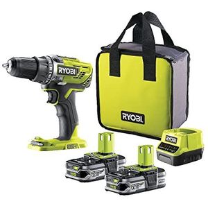 Ryobi - R18DD3 - Accu-Boorschroefmachine - Groen - Lithium-Ion - Inclusief Accu's en Snellader