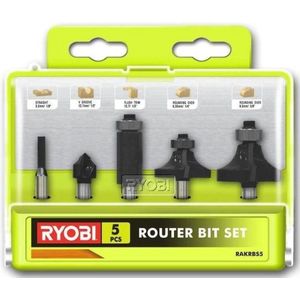 RYOBI 5-delige Freesset RAKRBS5 (6 M - Compatibel met de Randfrees R18TR-0 en Bovenfrees RRT1600-K)