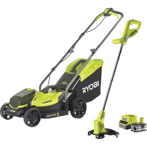 RYOBI ONE+ Pack 18V Cordless Grasmaaier + Trimmer RLM1833BLT1825M : Grasmaaier RLM18X33B40 en Trimmer OLT1825M (incl. 1x4.0Ah accu)