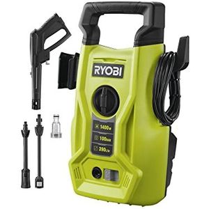 RYOBI - Hogedrukreiniger 1400 W - 100 bar - 360 L - flexibele 5 m PVC - Vario lans - RY100PWA, Groen & Antraciet