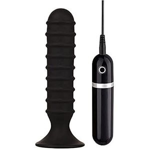 droom speelgoed 6 inch zwart MenzStuff geribde torpedo vibrator kont jacker kont plug