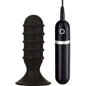 Nanma Vibrerende Thriller Ass anale Plug met siliconen zuignap, 10 cm, zwart