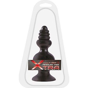 NMC Xtra Around Butt Plug - anale plug met sterke zuigvoet - vorm schaakfiguur, gestructureerd - lengte 11 cm - diameter 46 mm, zwart, 1 stuk