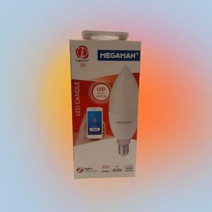 Megaman ZigBee Smart LED lamp E14 kleine Fitting WarmWit 470Lumen Energielabel A+ / F slechts 6Watt vergelijkbaar met 40Watt gewoon bedienbaar met uw mobiel