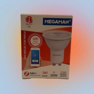 Megaman ZB ZigBee Smart LED lamp GU10 Fitting WarmWit 360Lumen Energielabel A+ / F slechts 5Watt vergelijkbaar met 50Watt