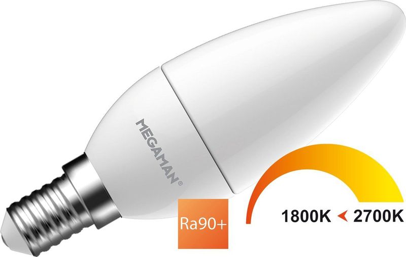10x Megaman E14 LED Kaarslamp | 3.5W 1800K/2700K 220V/240V | 918/927 Dimbaar | MM11073