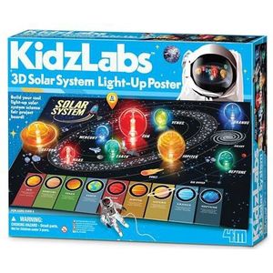 KidzLabs - 3D Solar System Light-up Poster - Bouw je eigen wetenschappelijke beurs projectbord en leer meer over het zonnestelsel, voor kinderen vanaf 5 jaar