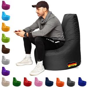 Patch home zitzak, gamer-kussen, loungekussen, zitkussen, stoel, geschikt voor binnen en buiten, gevuld en klaar voor gebruik, zwart - Ø 75 cm x hoogte 80 cm - in 2 maten en 25 kleuren