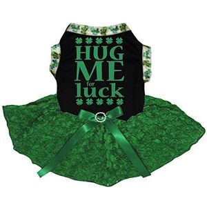 Petitebelle Hug Me Voor Geluk Puppy Hond Jurk, Medium, Zwart/Groen Bloemen