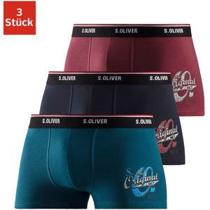 s.Oliver Boxer "Boxershorts für Herren", (Packung, 3 St.), mit Print auf dem Bein