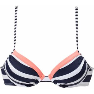 Look - Gestreept - Bikinitop - Marine - Wit - Gewatteerd