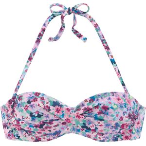 Look - Floral Bandeau Bikini - Paars - Gedessineerd - Met Beugel
