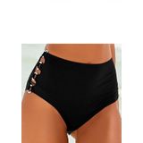 LASCANA Highwaist-Bikini-Hose »Italy«, Goldfarbene Zierringe