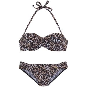 Lascana - Bandeaubikini - Bruin Gedessineerd - Polyamide - Met Beugel