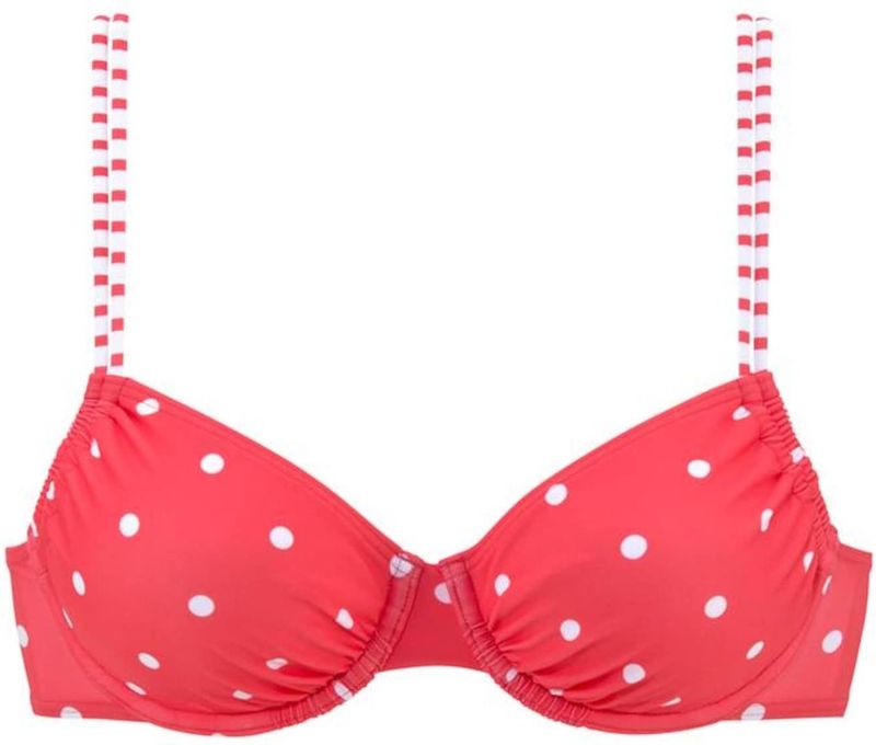 S.Oliver Voorgevormde Beugel Bikinitop met Stippen Rood/Wit