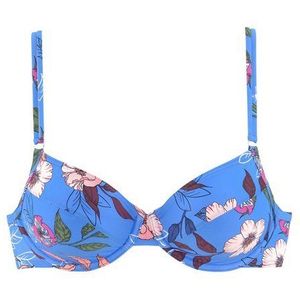 Look - Floral - Beugelbikini - Blauw - Polyamide