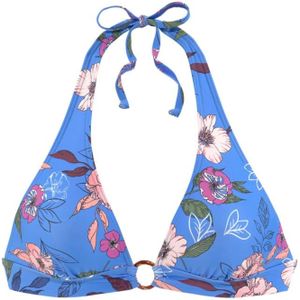 Look - Floral Bikinitop - Blauw - Gedessineerd - Verwijderbare Softcups