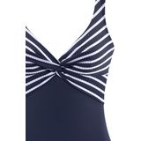 usha - BLUE LABEL - Gebreid Vest - Navy / Wit - Losse Pasvorm
