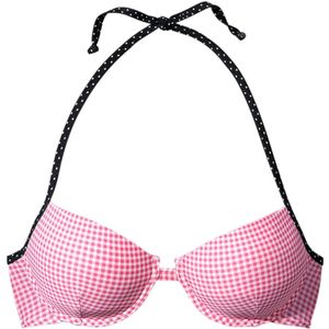 Look - Geruit - Push-up Bikini - Roze - Zwart - Met Beugel