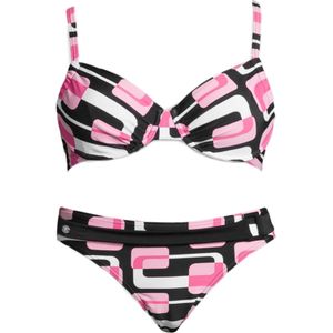 Look - Beugelbikini - Zwart-Roze - Polyamide-Elastaan