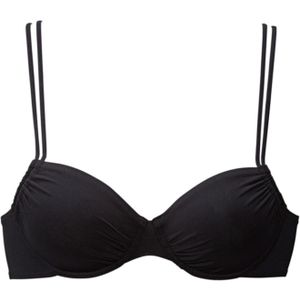 Beugelbikini - Unikleur - Zwart - Polyamide met Sluiting Achter
