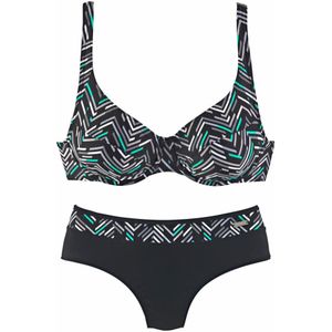 Lascana - Beugelbikini - Zwart - Polyamide - Gedessineerd