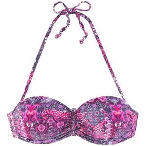 BUFFALO Bikinitop 'Happy'  aubergine / neonlila / pink / wit