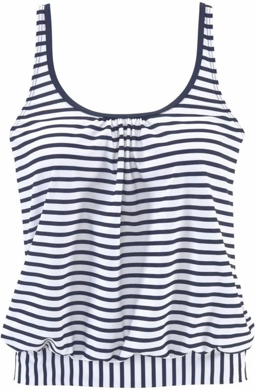 Tankini - Bloemen- en Streepprint - 80% Polyamide, 20% Elastan