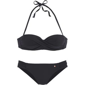 s.Oliver RED LABEL Beugelbikini - Bandeaumodel - Ruches - Microfiber - Zwart