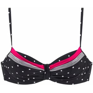 Beugelbikini - Zwart/Rood - Polyamide - Met Sluiting Achter