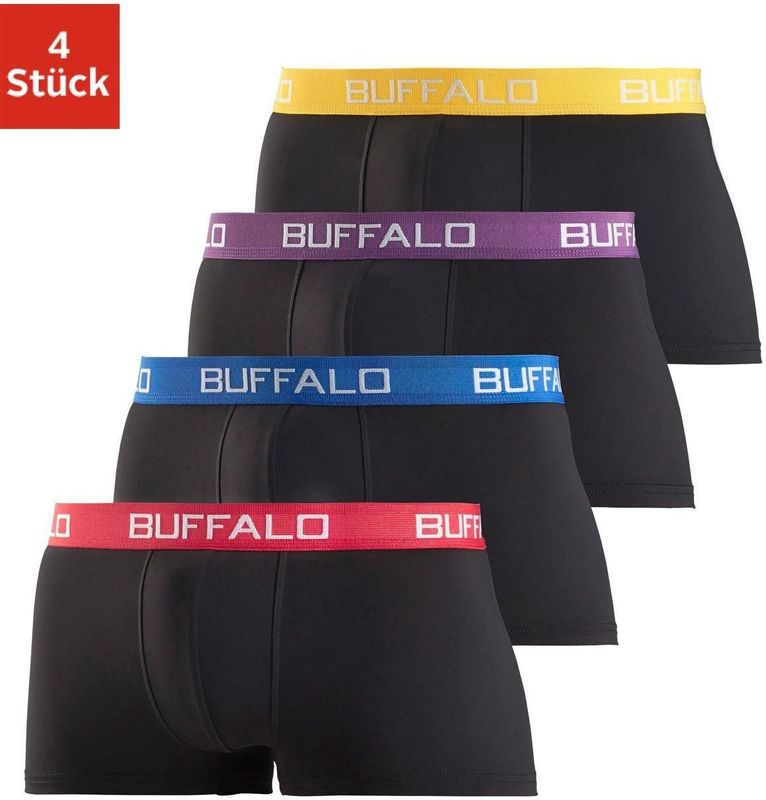 Buffalo Hipster, (Packung, 4 St.), knapp sitzende Boxershorts mit Kontrastbund aus Baumwollmischung