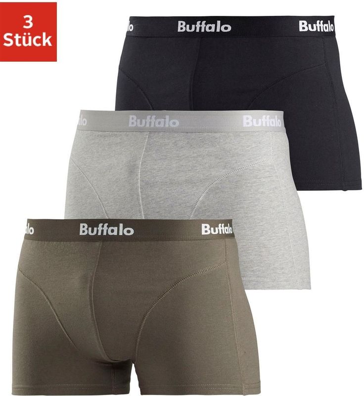 Buffalo Boxer "Boxershorts für Herren", (Packung, 3 St.), mit Overlock-Nähten vorn