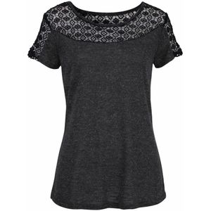 Vivance - Shirt - Antraciet mêlee - Korte Mouwen - Zachte Kwaliteit met Linnen