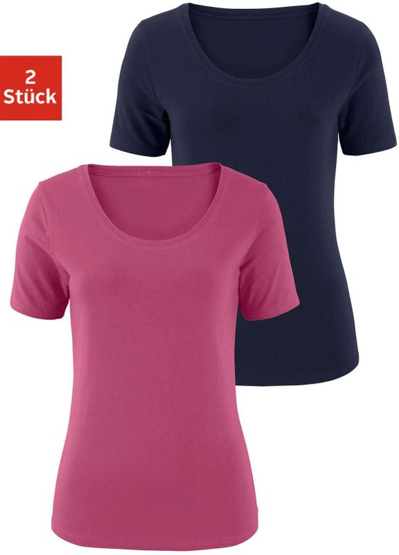 Vivance T-Shirt aus elastischer Baumwoll-Qualität (2er-Pack)