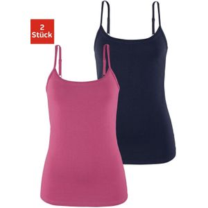 Vivance - Top met Spaghettibandjes - Bessenrood - Set van 2
