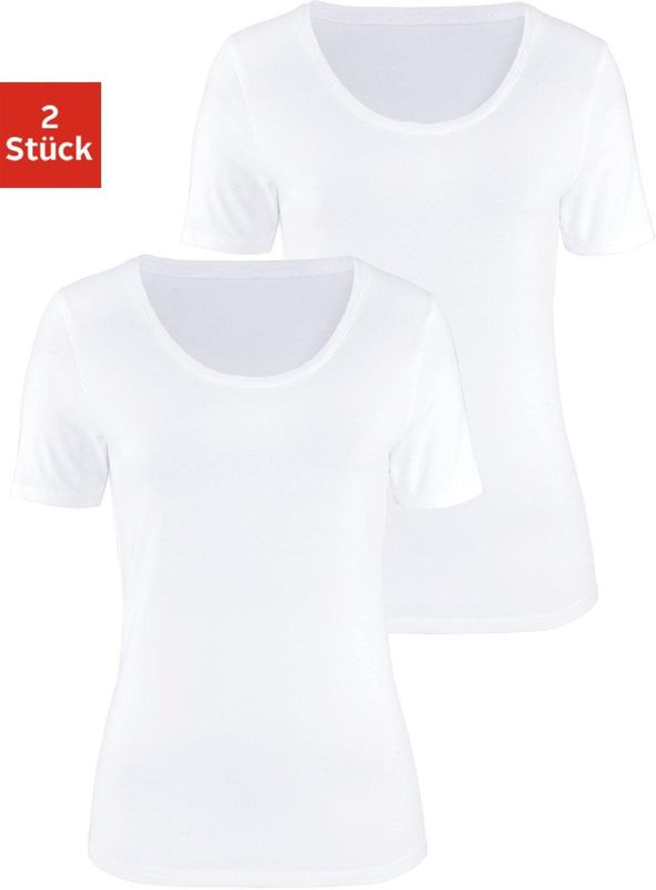 Vivance T-Shirt "aus elastischer Baumwoll-Qualität", (2er-Pack)